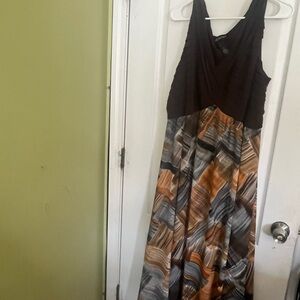 Lane Bryant Brown and Tan Maxi Dress